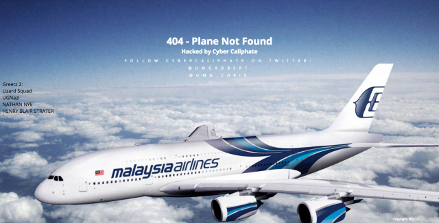 malaysian airlines website hacked